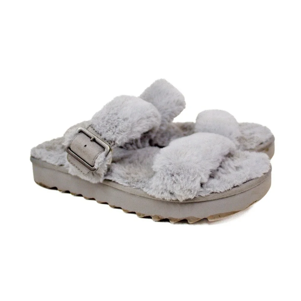 Koolaburra by UGG Fuzz-Ah Slide Sandals Slip On Wild Dove Gray Women's Size 7